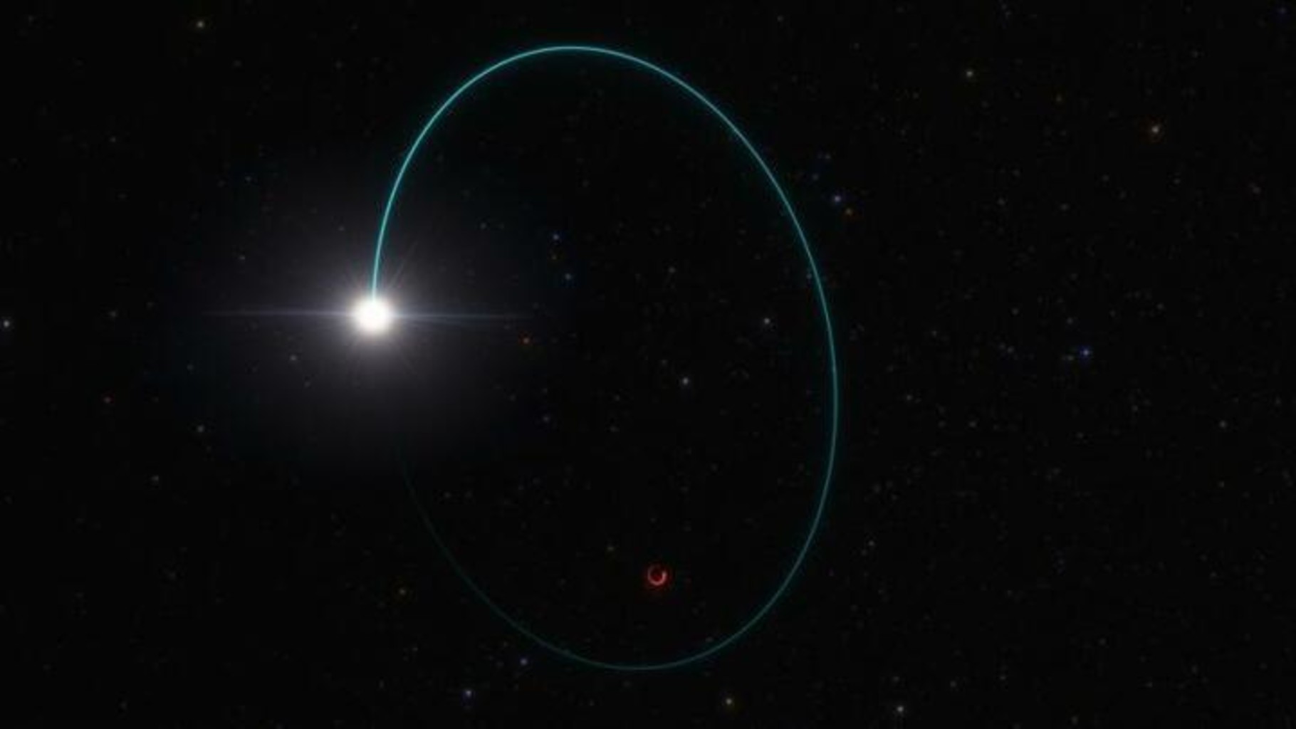 Увидеть черную дыру невозможно по определению, но ее местоположение выдала звезда-компаньон, орбиту которой искажает чудовищная гравитация. Фото: ESO/L. Calçada