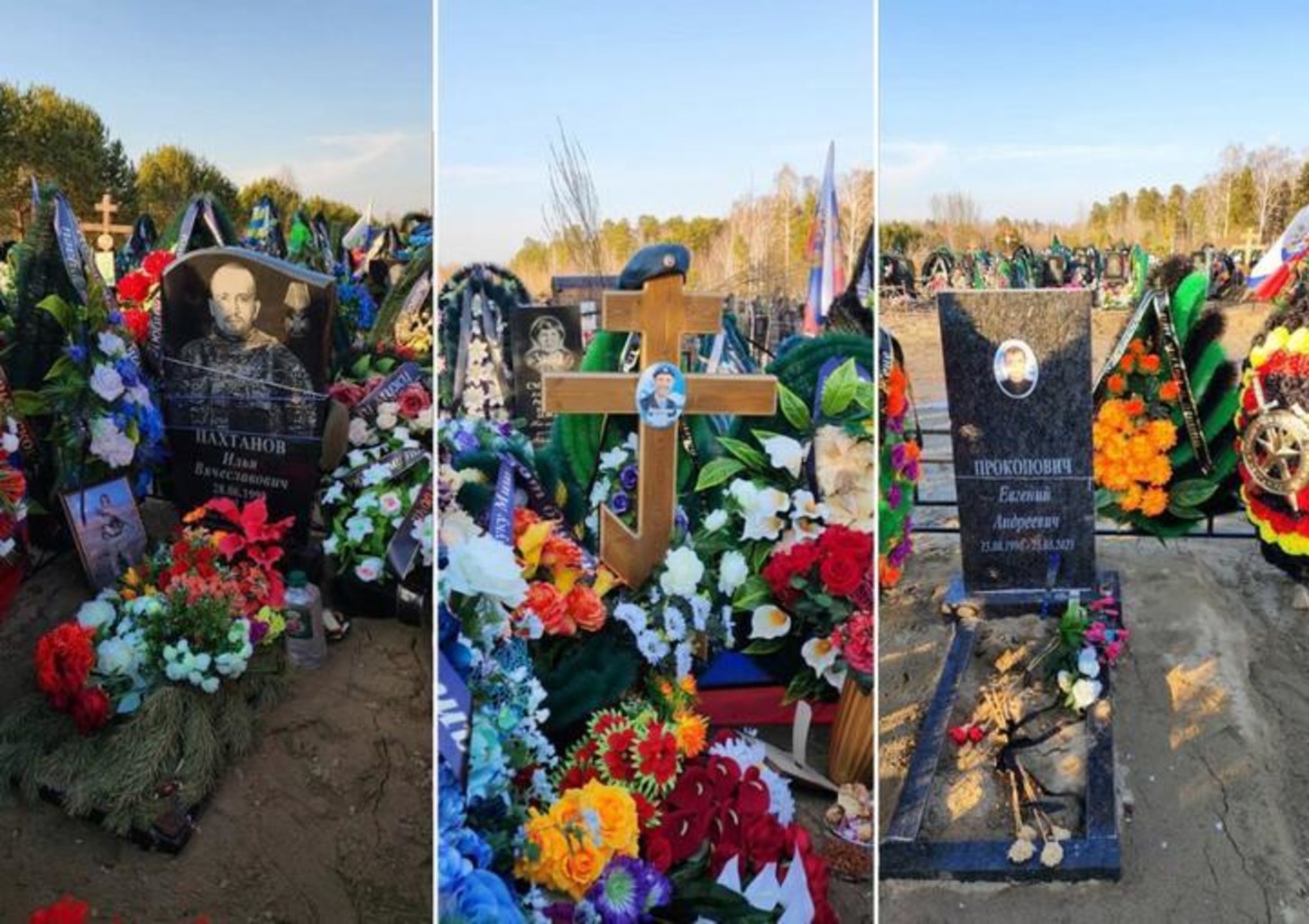 Могилы погибших в Украине российских военных на кладбище "Березовая роща" под Ангарском. Фото: "Люди Байкала"