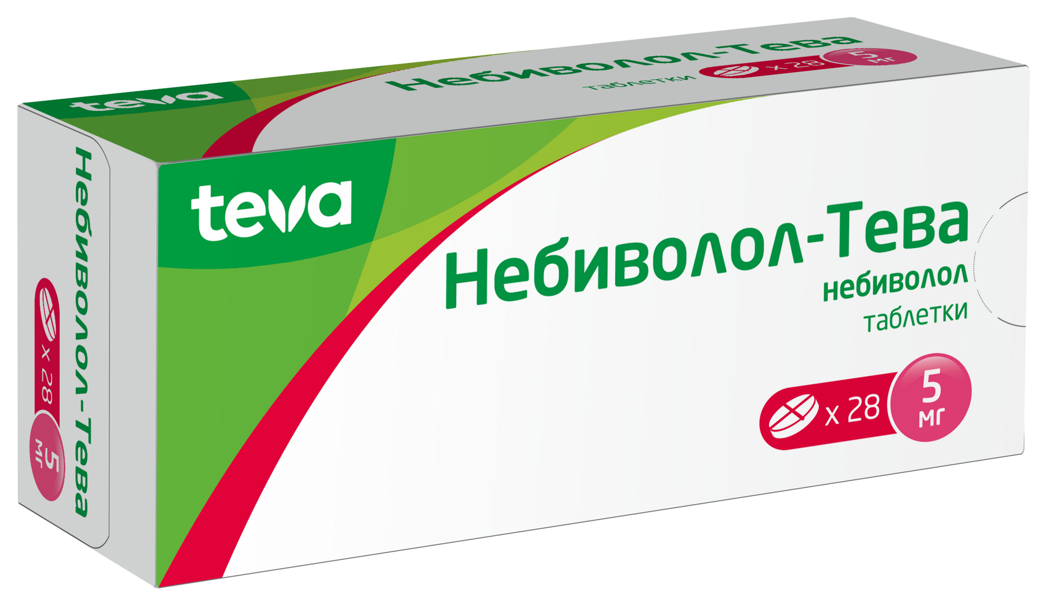 Небиволол-Тева Таблетки 5 мг 28 шт  по цене 604,0 руб в интернет .