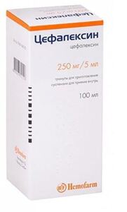 Цефалексин гранулы 250 мг/5 мл 40 г (в комплекте с ложкой дозировочной)