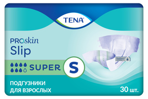 Tena Slip Super Подгузники для взрослых дышащие размер S 30 шт тена подгузники флекс проскин супер s 30 шт tena