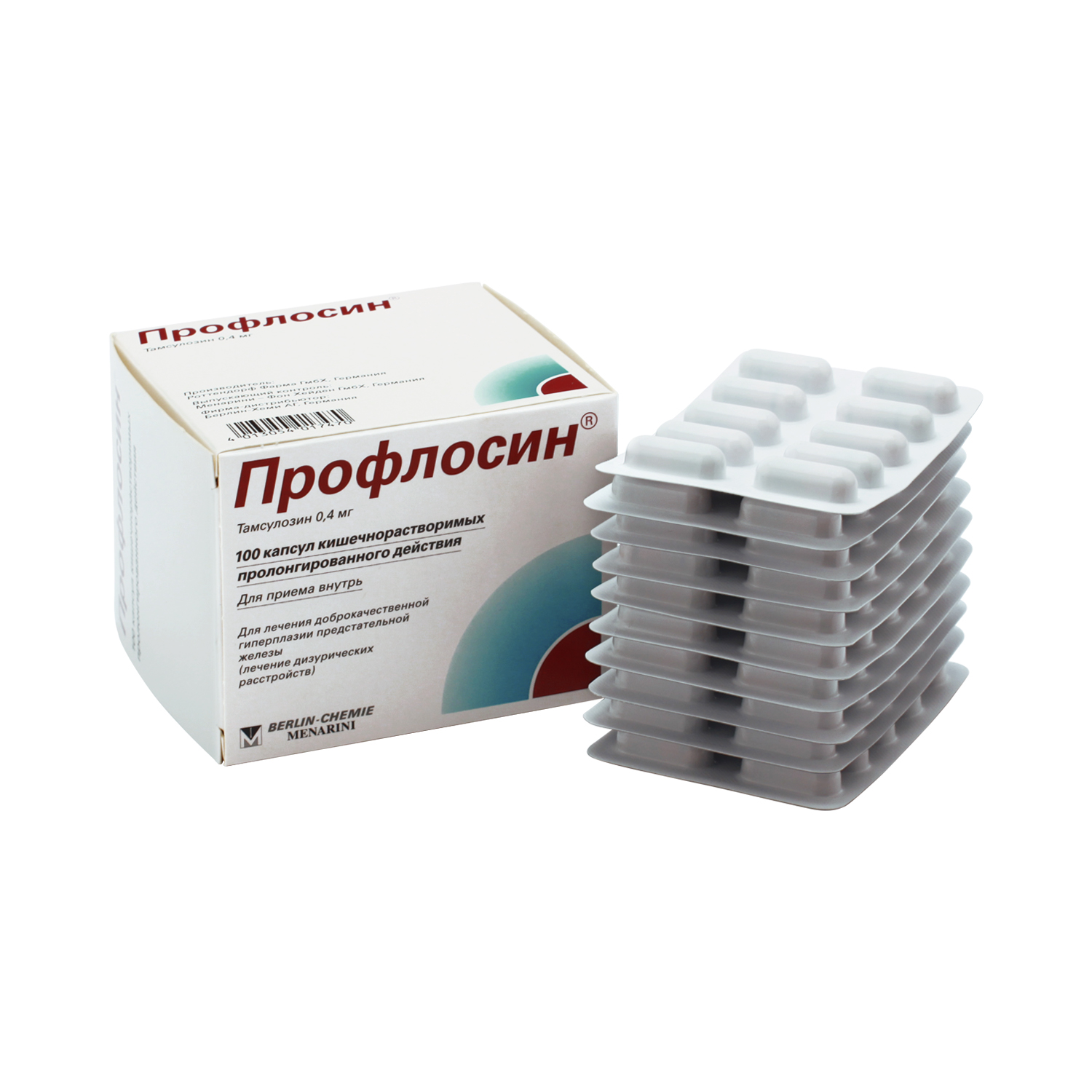 Профлосин Капсулы кишечнорастворимые пролонгированного действия 0,4 мг .