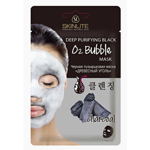 Skinlite Маска для лица пузырьковая с древесным углем 20 г черная пузырьковая маска для лица skinlite древесный уголь 20 г
