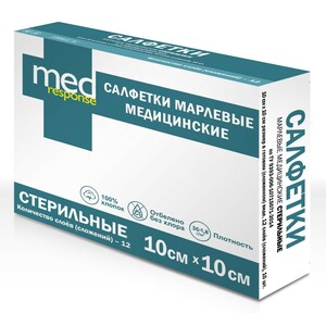 цена Medresponse Салфетки марлевые стерильные 10 см х 10 см 10 шт