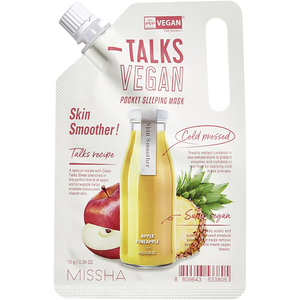 цена MISSHA Talks Vegan Маска кремовая отшелушивающая и смягчающая кожу с экстрактами яблока и ананаса 10 г