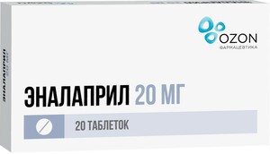 Эналаприл-Озон Таблетки 20 мг 20 шт цена и фото