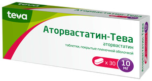 Аторвастатин Тева Таблетки покрытые оболочкой 10 мг 30 шт аторвастатин тева таблетки покрытые оболочкой 20 мг 30 шт