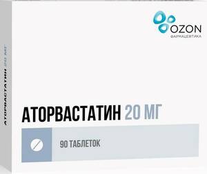 Аторвастатин Озон Таблетки 20 мг 90 шт аторвастатин реневал таблетки 20 мг 90 шт