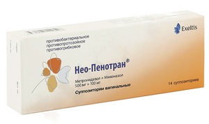 Нео-Пенотран Суппозитории вагинальные 500 мг + 100 мг 14 шт