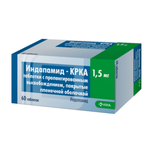 Индапамид-КРКА Таблетки с пролонгированным высвобождением 1,5 мг 60 шт цена и фото