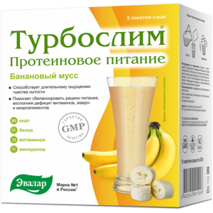 Турбослим Протеиновое питание Банановый мусс саше 5 шт дренажный напиток для стройности эвалар турбослим 100 мл
