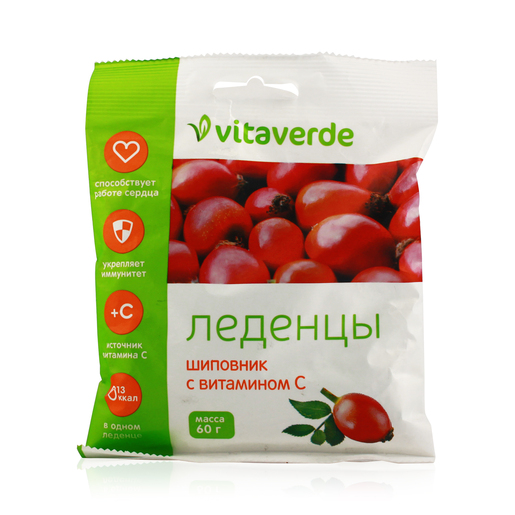 Vitaverde Леденцы шиповник с витамином C 60 г