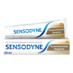 Sensodyne Паста зубная Комплексная Защита 50 мл зубная паста sensodyne комплексная защита с фтором 75 мл