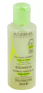 A-Derma Exomega Control Очищающий Гель 2-в-1 для тела и волос 200 мл