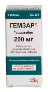 Гемзар Лиофилизат для приготовления концентрата для приготовления раствора для инфузий 200 мг флакон 1 шт