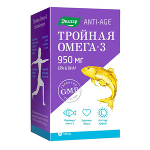 Эвалар Anti-Age Тройная Омега-3 Капсулы массой 950 мг 30 шт цена и фото