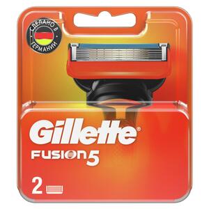 Gillette Fusion5 Кассеты сменные для мужской бритвы с 5 лезвиями и точным триммером для труднодоступных мест 2 шт