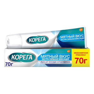 цена Корега Крем для фиксации зубных протезов экстра сильный мятный 70 г