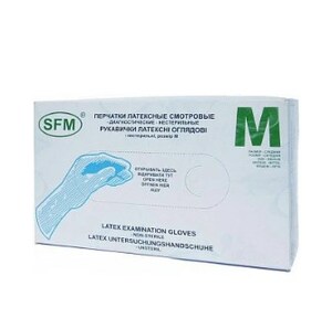 SFM Перчатки нестерильные неопудренные латекс размер М (7-8) 50 пар sfm перчатки хирургические стерильные латекс размер м 50 пар