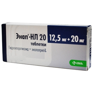 Энап-HL 20 Таблетки 12,5 мг + 20 мг 60 шт
