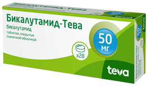 цена Бикалутамид-Тева Таблетки покрытые пленочной оболочкой 50 мг 28 шт