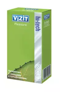 Vizit Hi-Tech Pleasure Презервативы с кольцами и пупырышками 12 шт