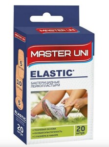 Master Uni Лейкопластырь Elastic на тканевой основе 20 шт пластырь для ног с имбирным полынью 100 шт
