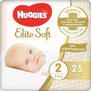 Huggies Elite Soft 2 подгузники (4-6 кг) 25 шт