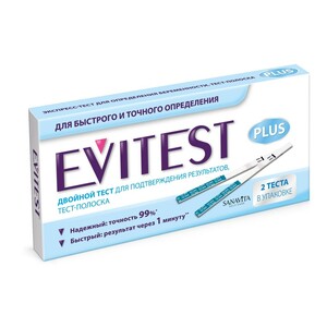 Evitest Plus Тест на беременность 2 шт тест для определения беременности evitest 1 шт