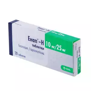 Энап-Н Таблетки 25 мг + 10 мг 20 шт