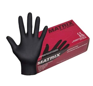 Перчатки Matrix нестерильные черные размер S 200 шт 100 пар