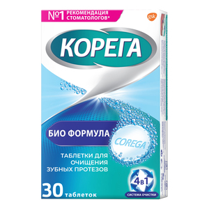 цена Корега Таблетки для очищения зубных протезов Био Формула 30 шт