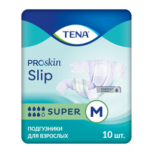 Tena Slip Super Подгузники для взрослых дышащие размер M 10 шт