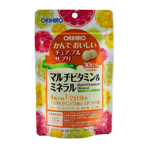 Orihiro Мультивитамины и минералы со вкусом тропических фруктов Таблетки жевательные 120 шт orihiro мультивитамины и минералы со вкусом манго таблетки 180 шт