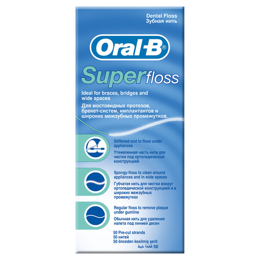 Oral-B Нить зубная super floss 50 шт