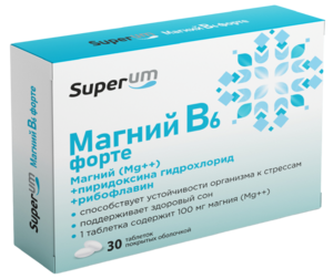 Superum Магний B6 форте Таблетки 30 шт магний b6 форте 30 таблеток