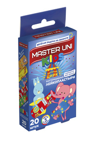 Master Uni Лейкопластырь детский 20 шт пластырь universal бактерицидный на полимерной основе 3 размера клинса 10 шт