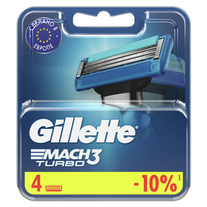 Gillette Mach 3 Turbo кассеты 4 шт сменные кассеты для бритья gillette mach3 12 шт