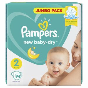 Pampers New Baby-Dry 2 Подгузники 4-8 кг 94 шт подгузники для новорожденных pampers new baby dry 1 2 5 кг 94 шт