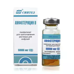 Амфотерицин-В Порошок лиофилизат флакон 50000 мкг 10 мл