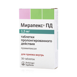 Мирапекс ПД Таблетки пролонгированного действия 1,5 мг 30 шт