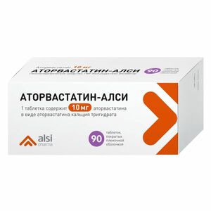 Аторвастатин-Алси Таблетки 10 мг 90 шт аторвастатин таблетки 10 мг 90 шт