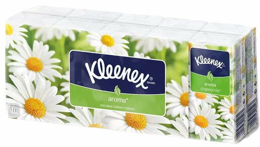 Kleenex Платки носовые бумажные ароматизированные ромашка 10 х 10 шт