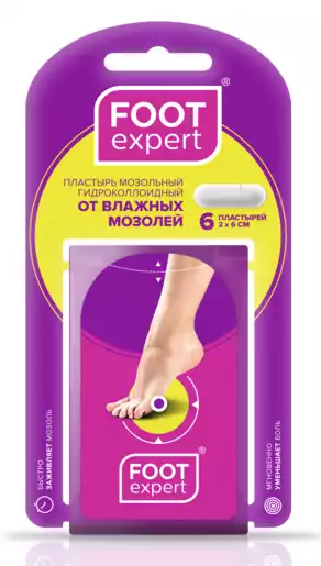 Foot Expert Пластырь гидроколоидный 2 х 6 см 6 шт