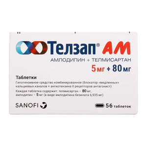 Телзап АМ Таблетки 5 мг + 80 мг 56 шт бинелол таблетки 5 мг 56 шт