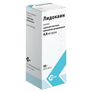 Лидокаин Спрей для местного и наружного применения дозированный 4.6 мг/доза 38 г