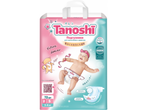 Tanoshi Подгузники для детей размер S 3-6 кг 72 шт