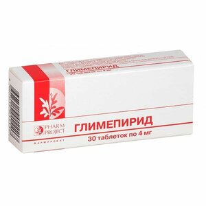 Глимепирид Таблетки 4 мг 30 шт метипред таблетки 4 мг 30 шт