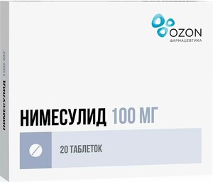 Нимесулид-Озон Таблетки 100 мг 20 шт варфарин озон таблетки 2 5 мг 100 шт