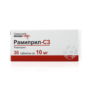 Рамиприл-СЗ Таблетки 10 мг 30 шт рамиприл акрихин таблетки 10 мг 30 шт